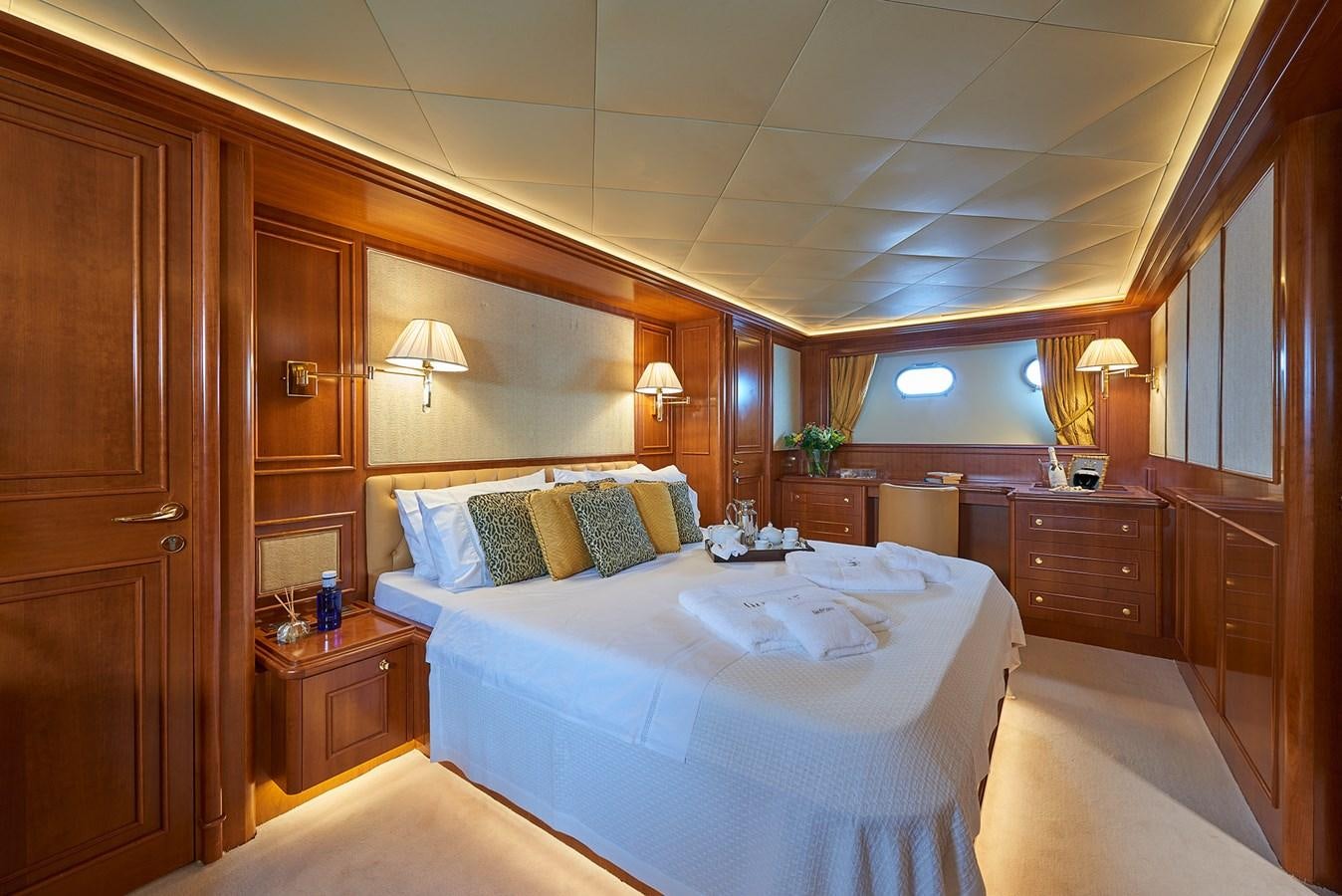 a room with two beds aboard IMAGINE Yacht for Charter