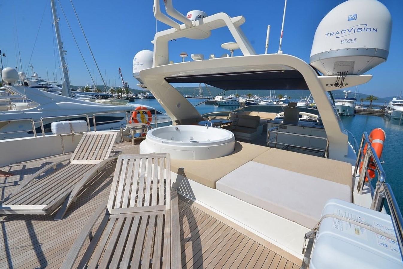 a deck with a boat and a satellite dish on it aboard JULIA DOROTHY Yacht for Sale