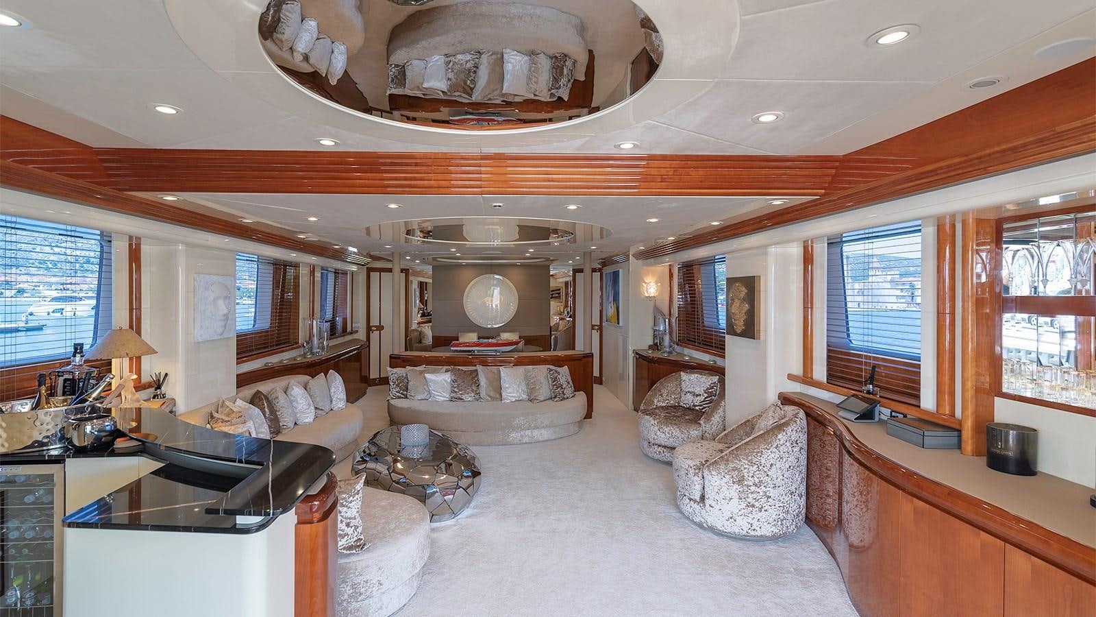a large living room with a large open floor plan aboard NOVELA Yacht for Charter