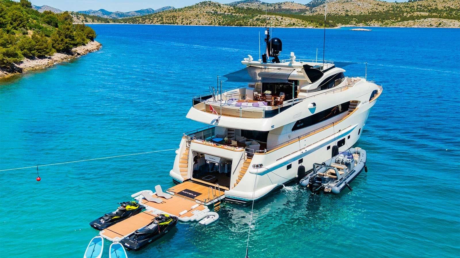 a boat on the water aboard NOVELA Yacht for Sale