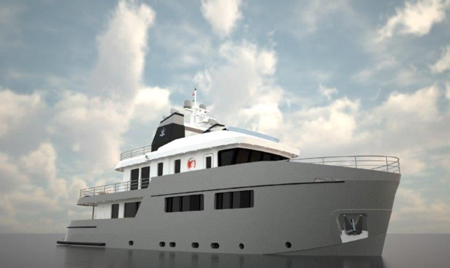 a white yacht in the water aboard OCEAN KING AMERICANA Yacht for Sale