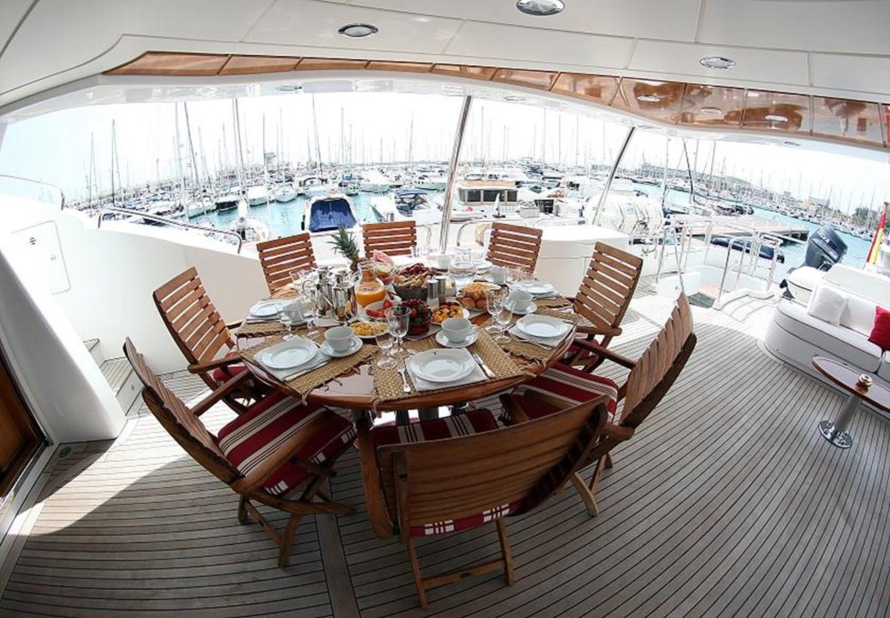 a table set for a meal on a deck aboard ANYPA Yacht for Sale