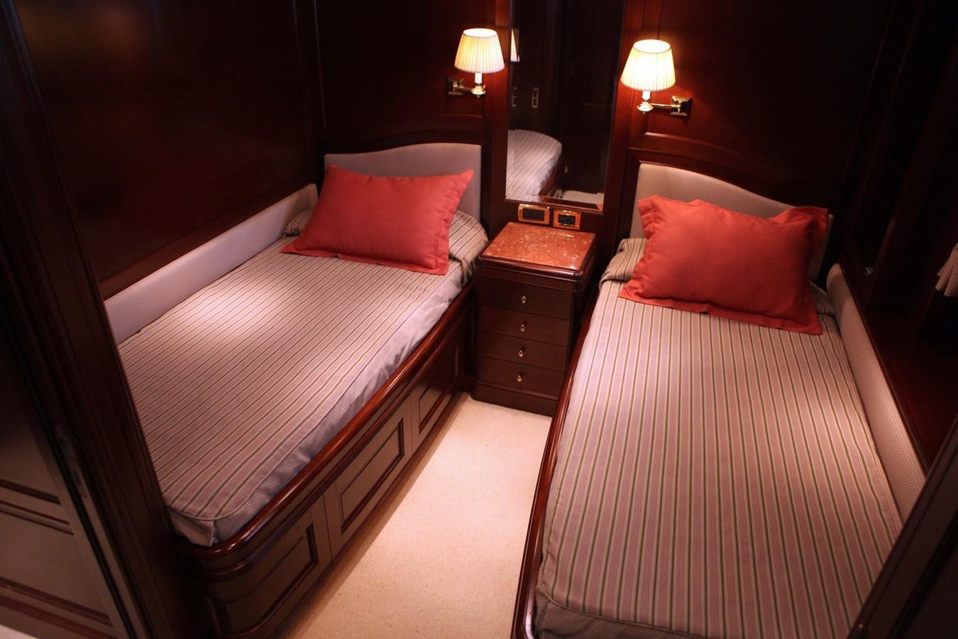 a room with two beds aboard ANYPA Yacht for Sale