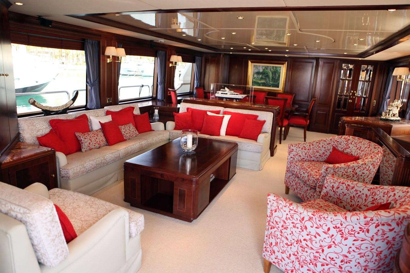 a living room with a large window aboard ANYPA Yacht for Sale