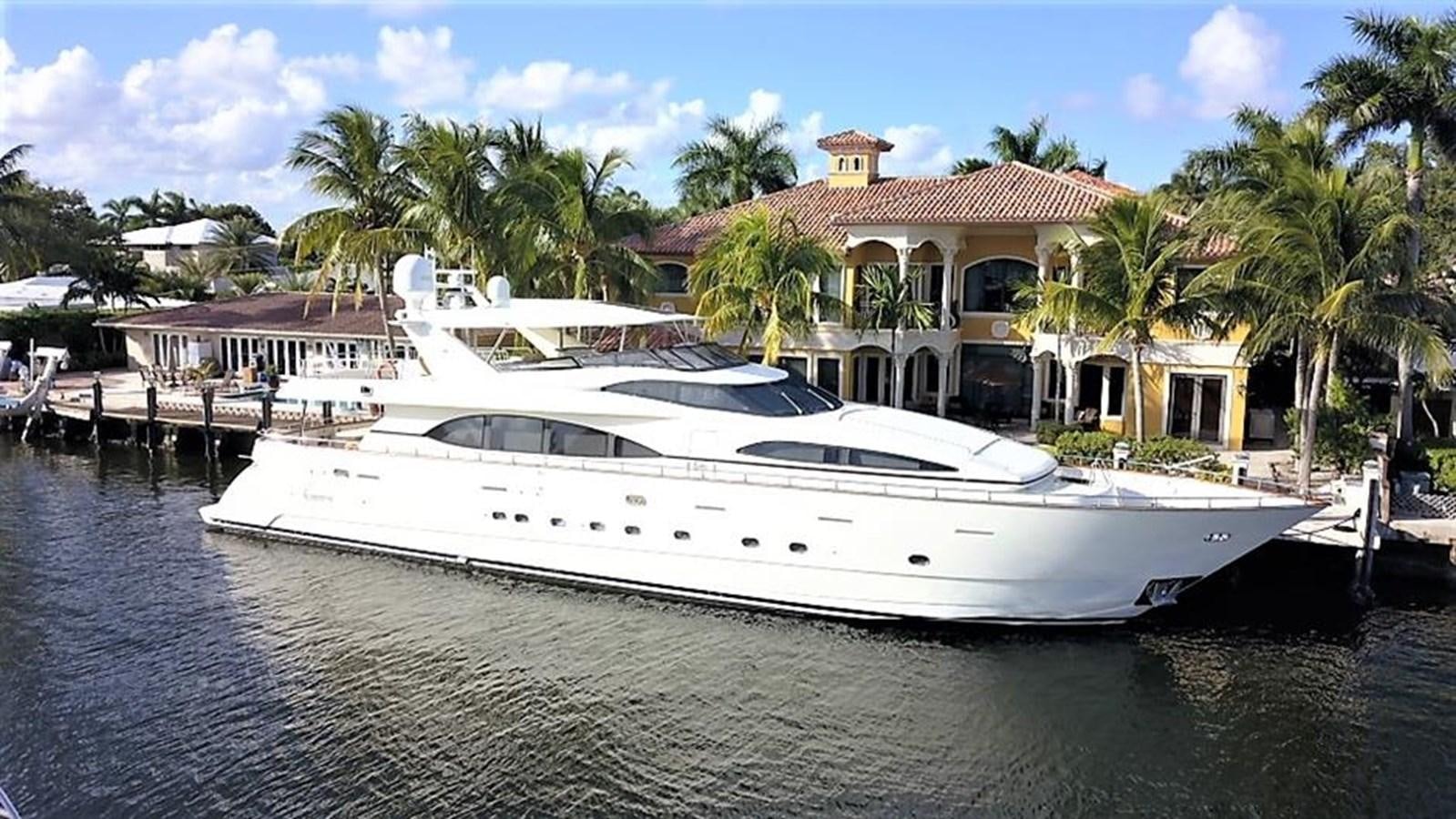 a boat docked at a pier aboard CAROBELLE Yacht for Sale
