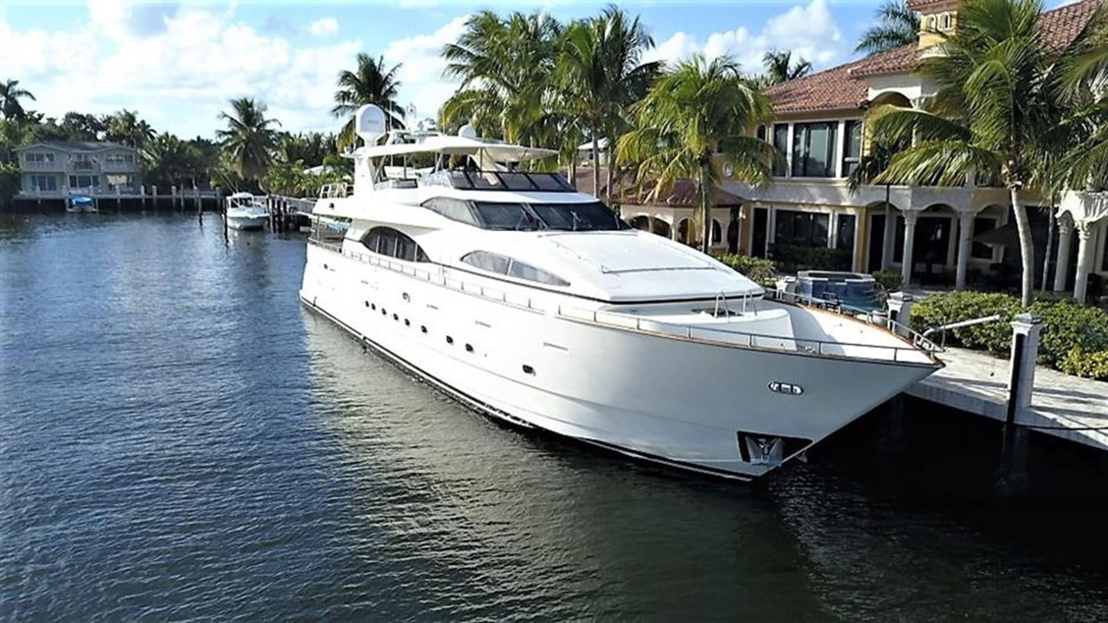 a boat docked at a pier aboard CAROBELLE Yacht for Sale