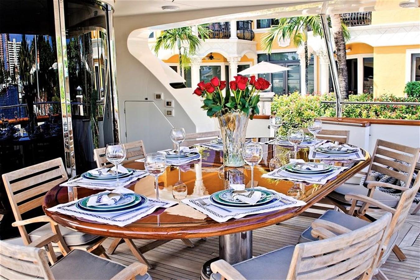 a table set with place settings aboard CAROBELLE Yacht for Sale