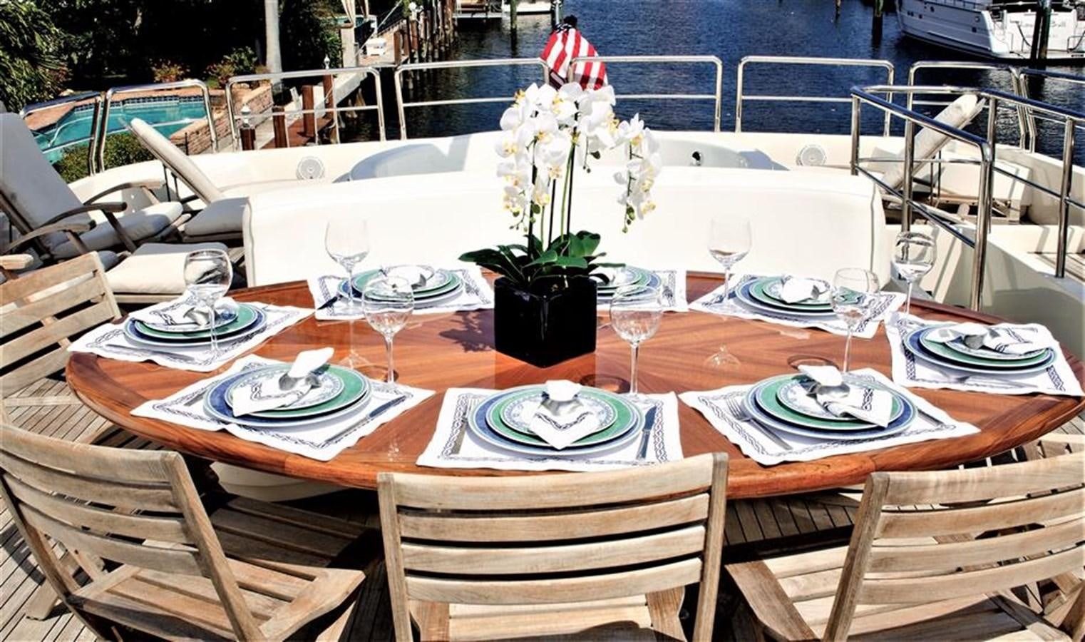 a table set with place settings aboard CAROBELLE Yacht for Sale
