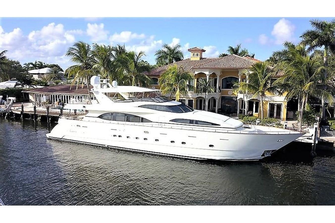 a boat docked at a pier aboard CAROBELLE Yacht for Sale