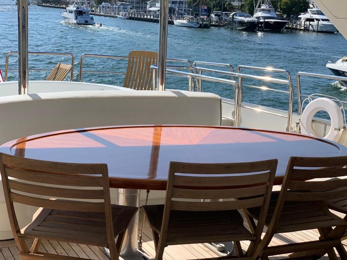 a table and chairs on a boat aboard CAROBELLE Yacht for Sale