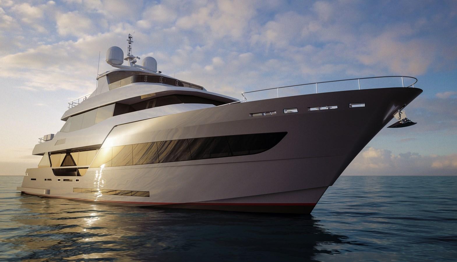 a large white ship in the water aboard AVENTURA 106 Yacht for Sale