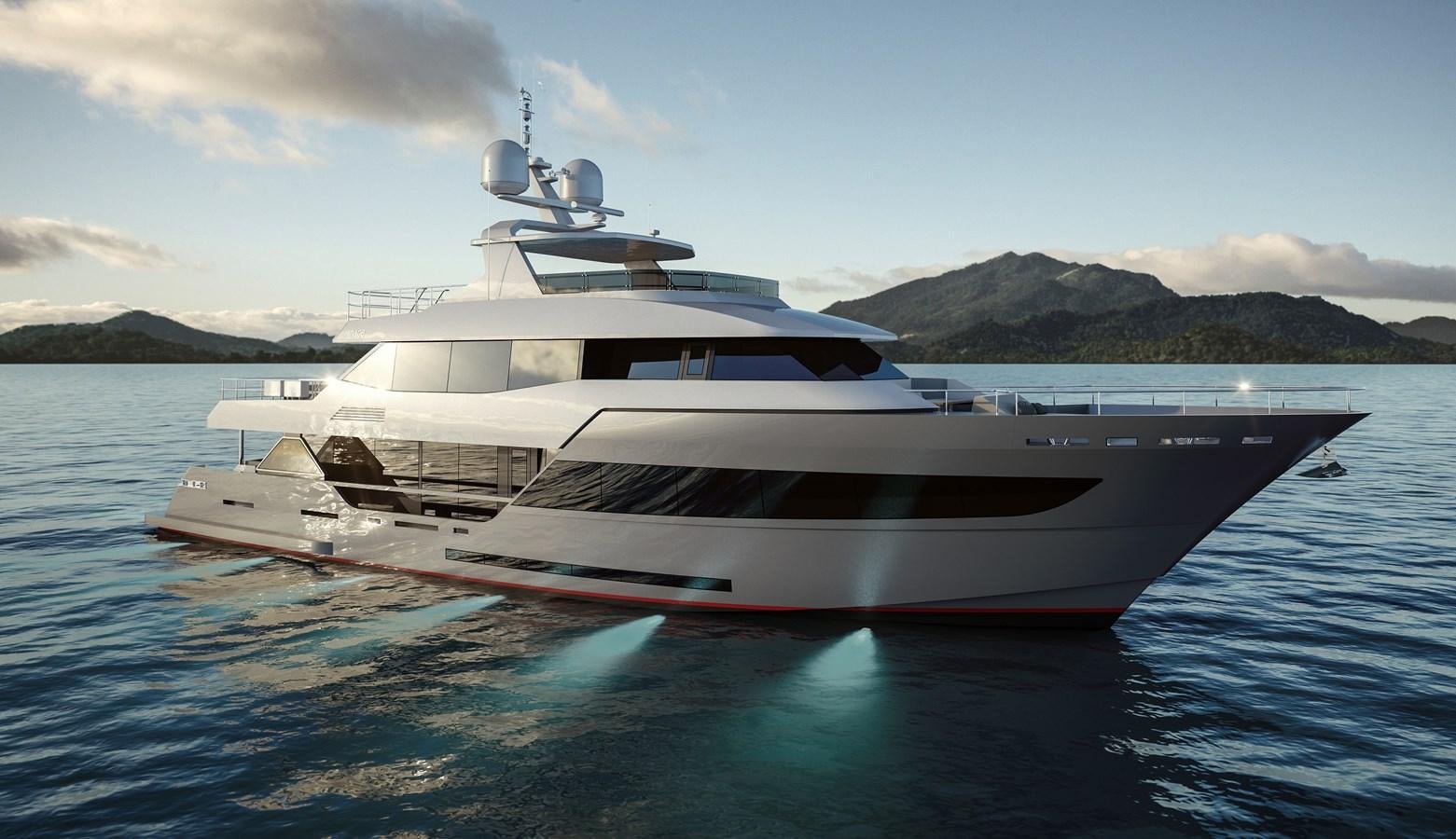 a boat in the water aboard AVENTURA 106 Yacht for Sale