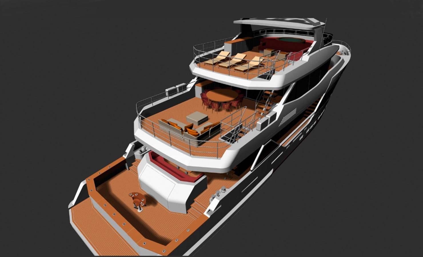 a boat on the water aboard AVENTURA 106 Yacht for Sale