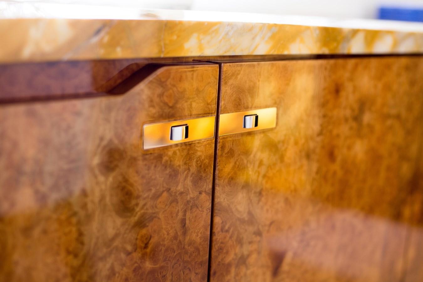 a white rectangular object on a brown surface aboard THE SPIRIT OF ELIJAH Yacht for Sale