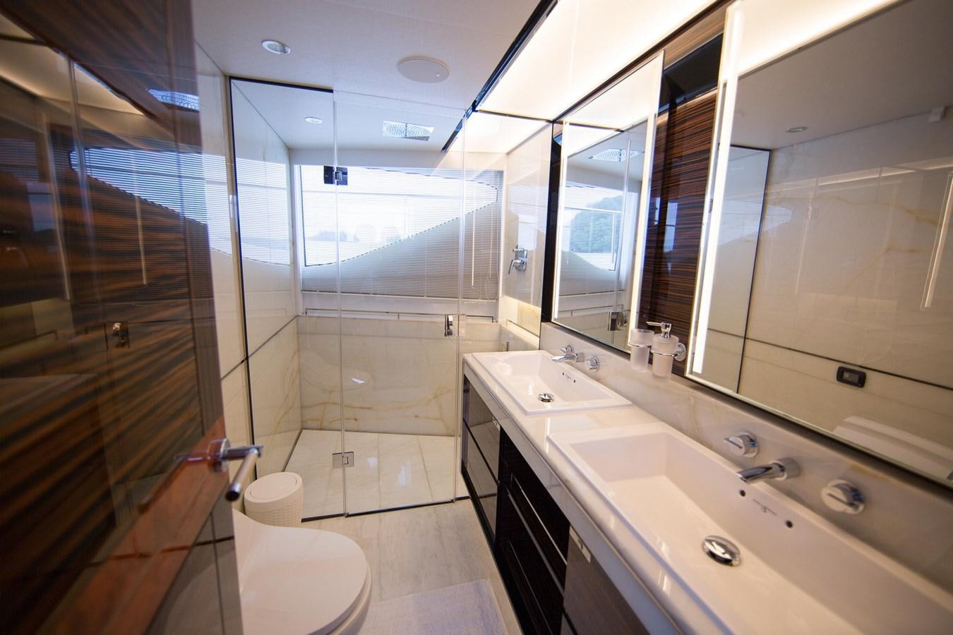 a bathroom with a sink and a shower unit aboard THE SPIRIT OF ELIJAH Yacht for Sale