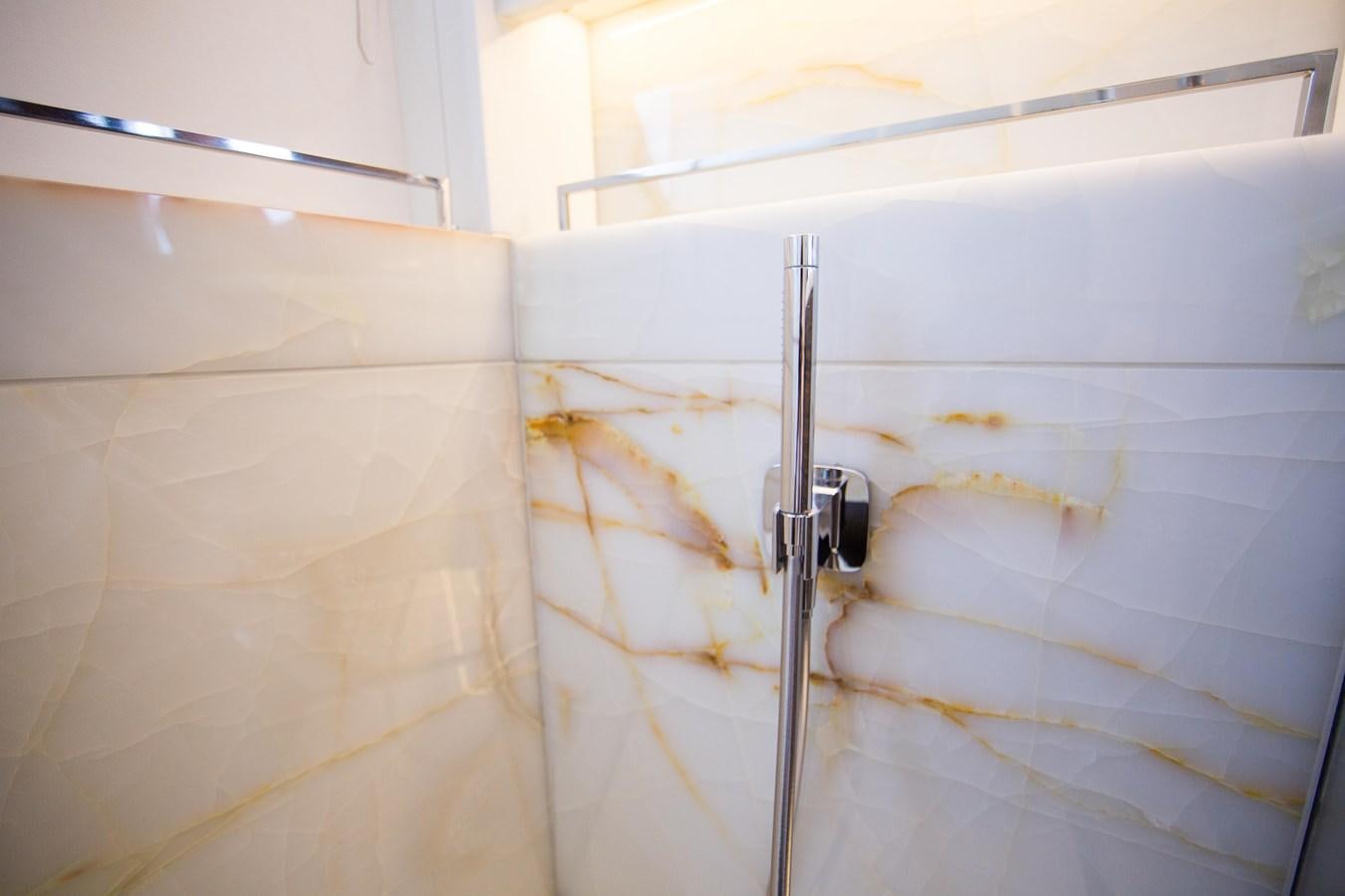 a white wall with a white wall and a metal pipe aboard THE SPIRIT OF ELIJAH Yacht for Sale