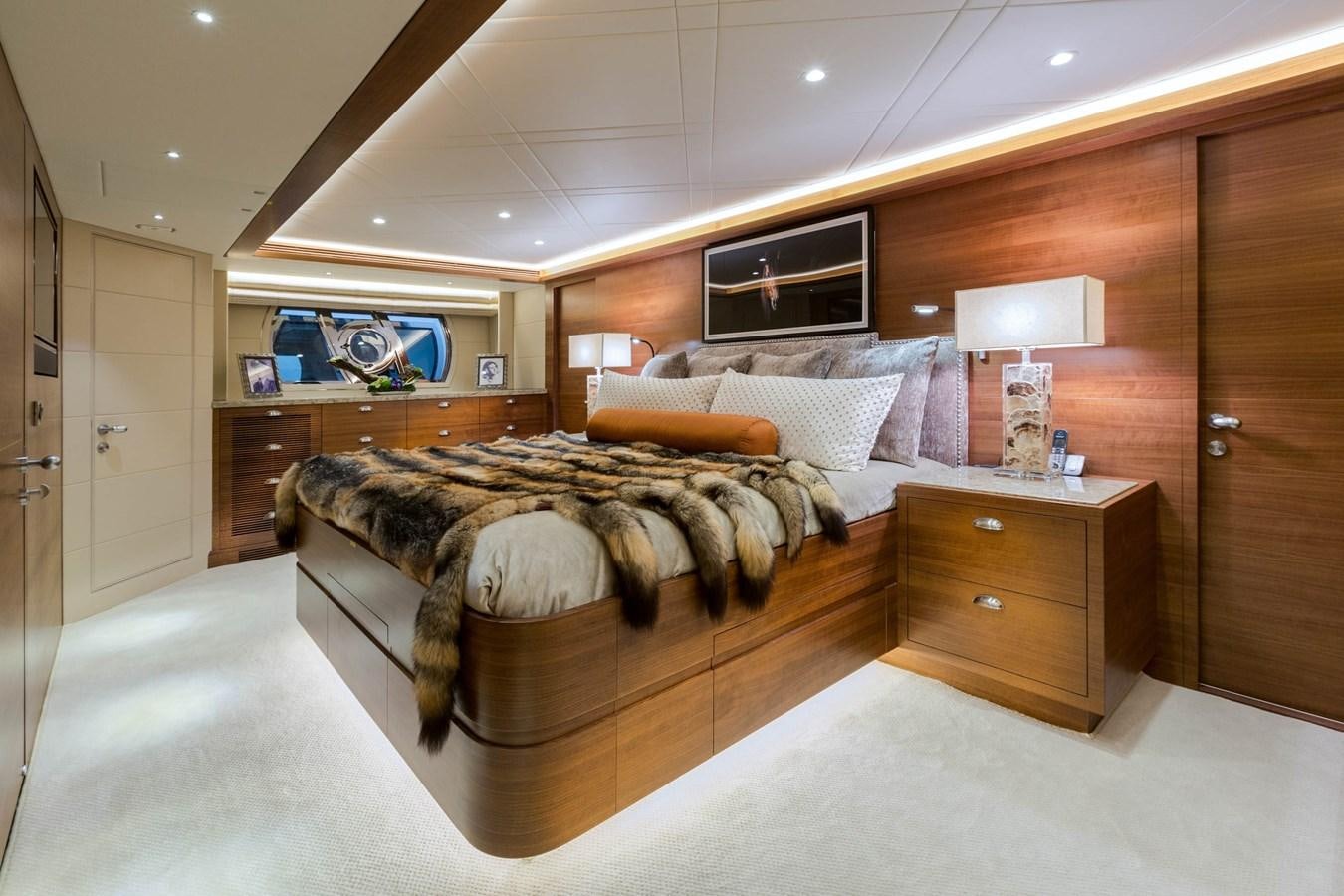 a bedroom with a bed and a television aboard E100 (NEW SPEC BOAT)  Yacht for Sale