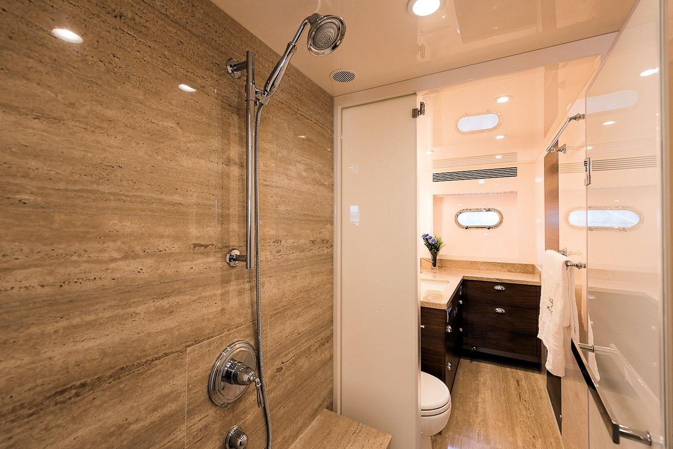 a bathroom with a shower and sink aboard E100 (NEW SPEC BOAT)  Yacht for Sale