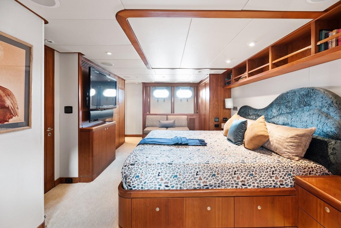 a bedroom with a large bed aboard A.B. NORMAL Yacht for Sale