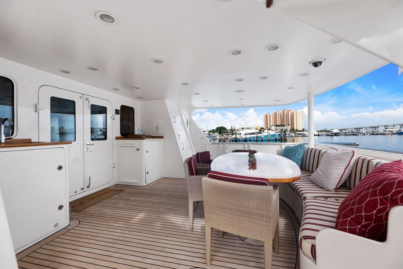 a large white room with a table and chairs and a large window aboard A.B. NORMAL Yacht for Sale