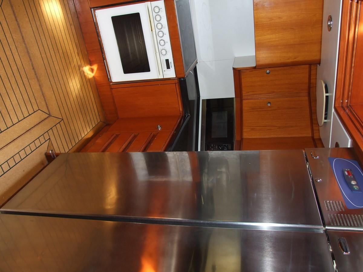 a microwave oven on a counter aboard IMPRESSION Yacht for Sale