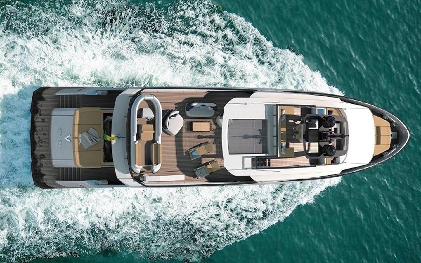 a helicopter flying over a body of water aboard XPLO BV-30 Yacht for Sale