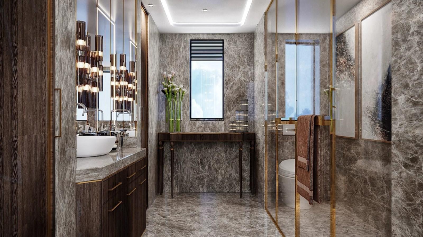 a bathroom with a sink and a toilet aboard XPLO BV-30 Yacht for Sale