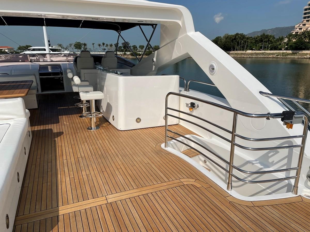 a boat on a deck aboard SUNSEEKER 30M Yacht for Sale
