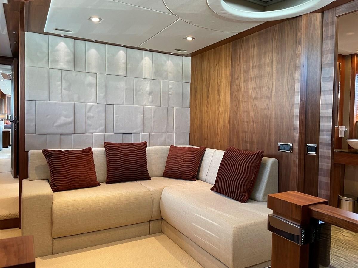 a couch in a room aboard SUNSEEKER 30M Yacht for Sale