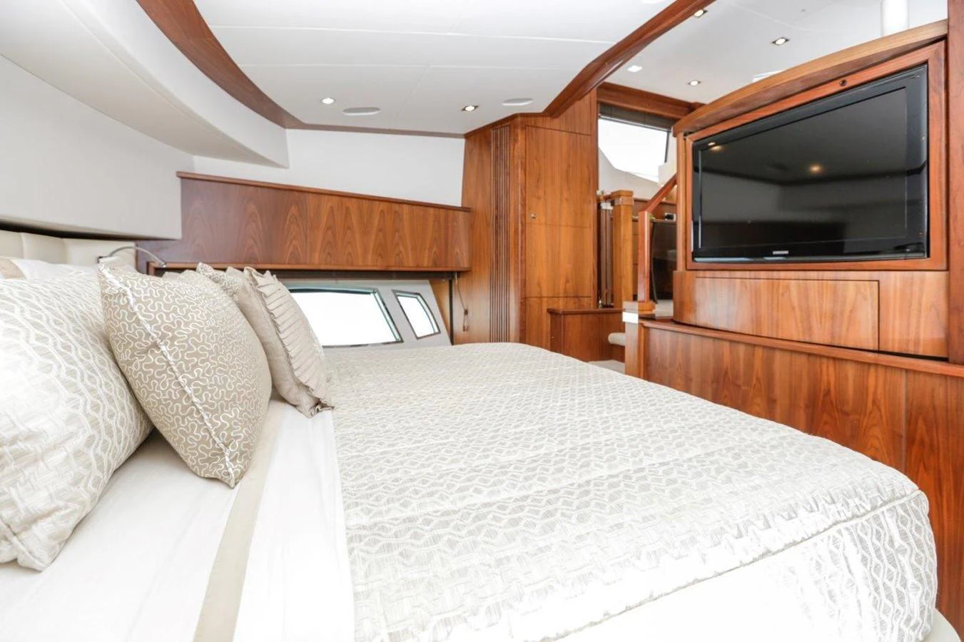 a bed with pillows aboard COLETTE Yacht for Sale