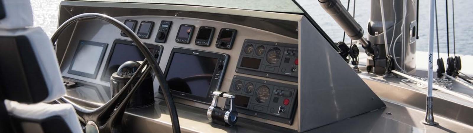 a close-up of a cockpit aboard JAMADHAR Yacht for Sale