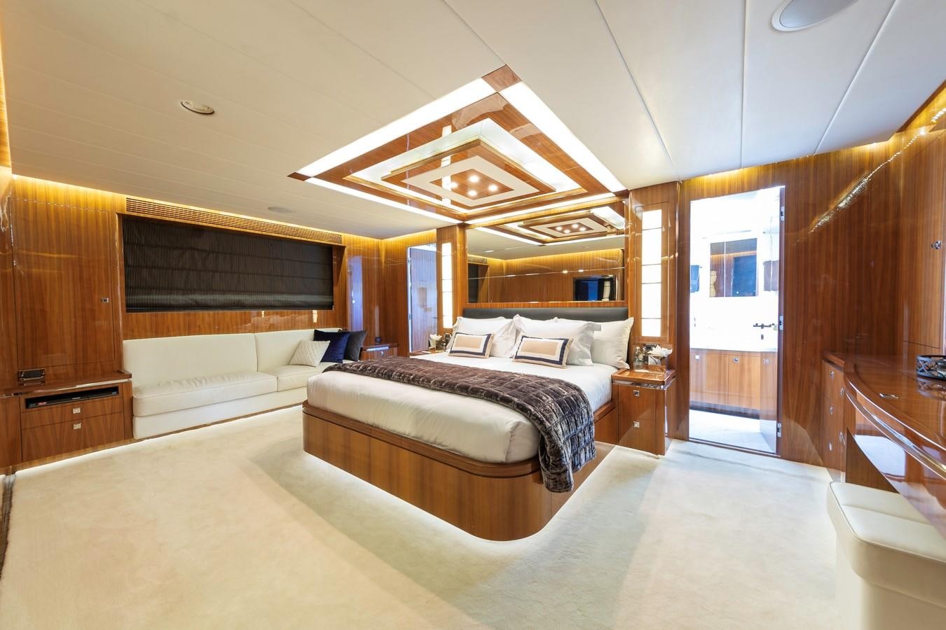 a large bedroom with a large bed aboard SUMMER WIND Yacht for Sale