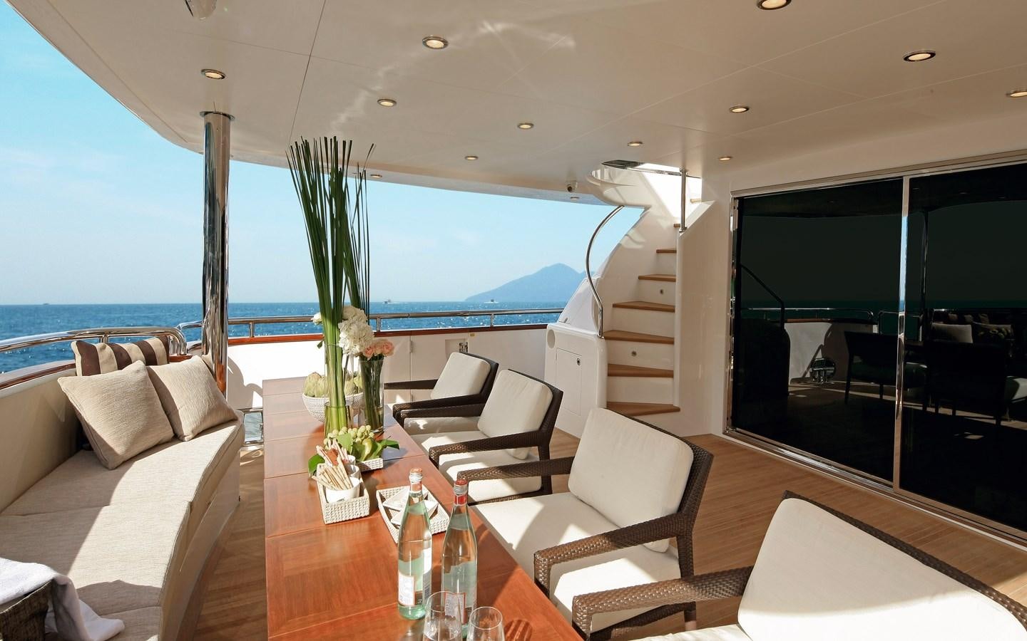 a living room with a large window aboard RP100 (NEW BOAT SPEC)  Yacht for Sale