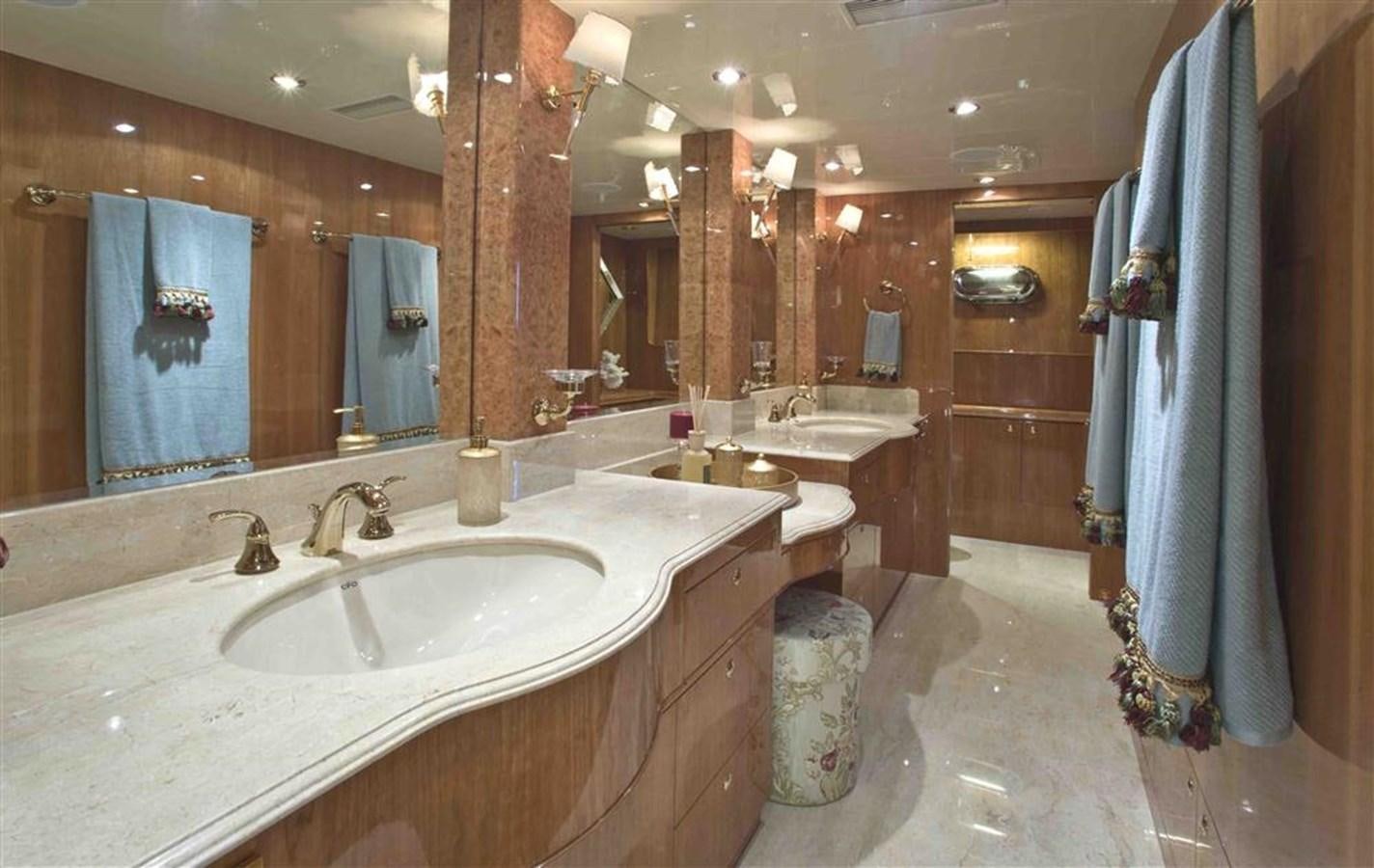 a bathroom with a sink and a large mirror aboard RP100 (NEW BOAT SPEC)  Yacht for Sale