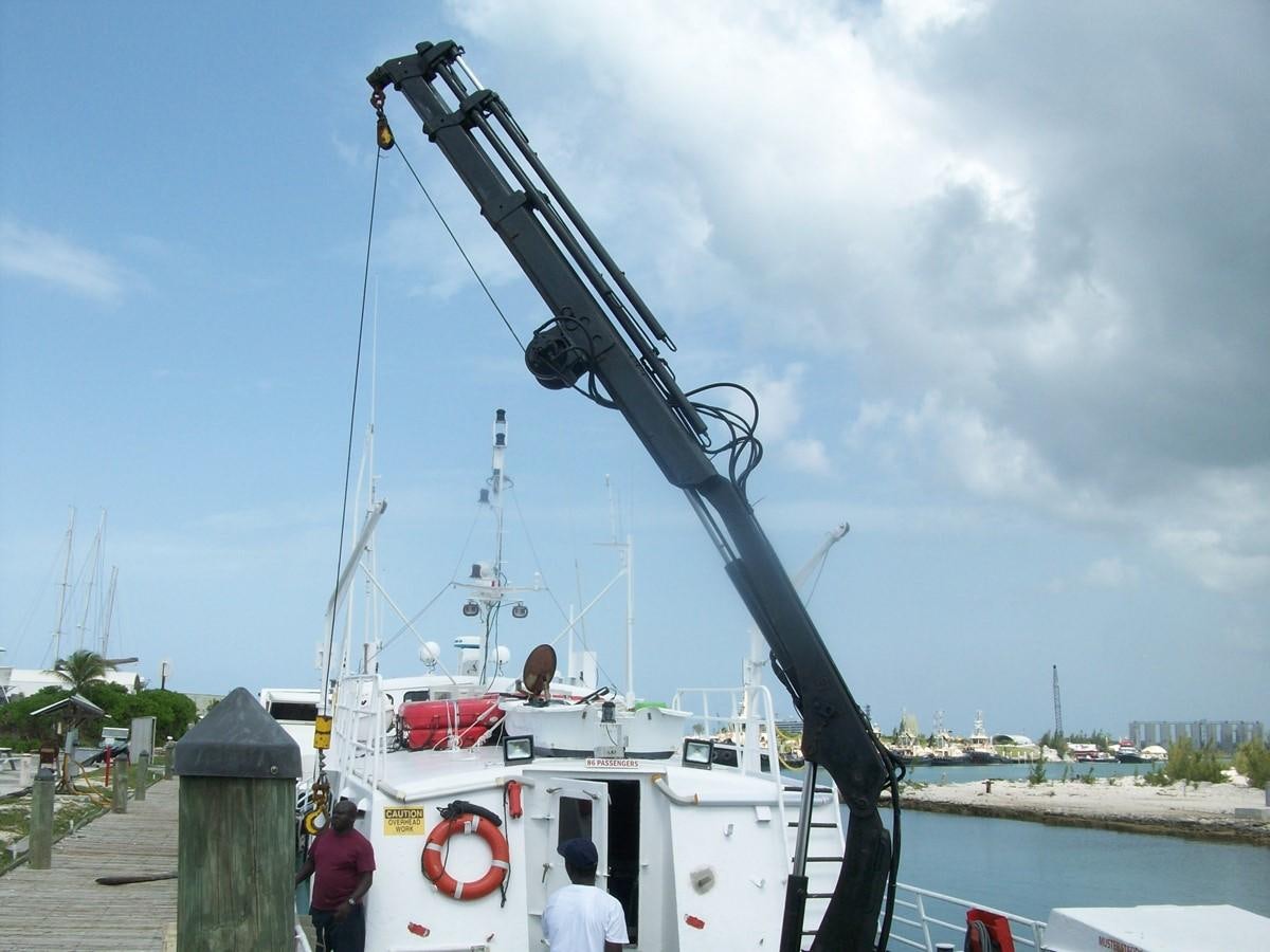 a large white boat with a crane aboard NO NAME HALF MOON CLIPPER Yacht for Sale