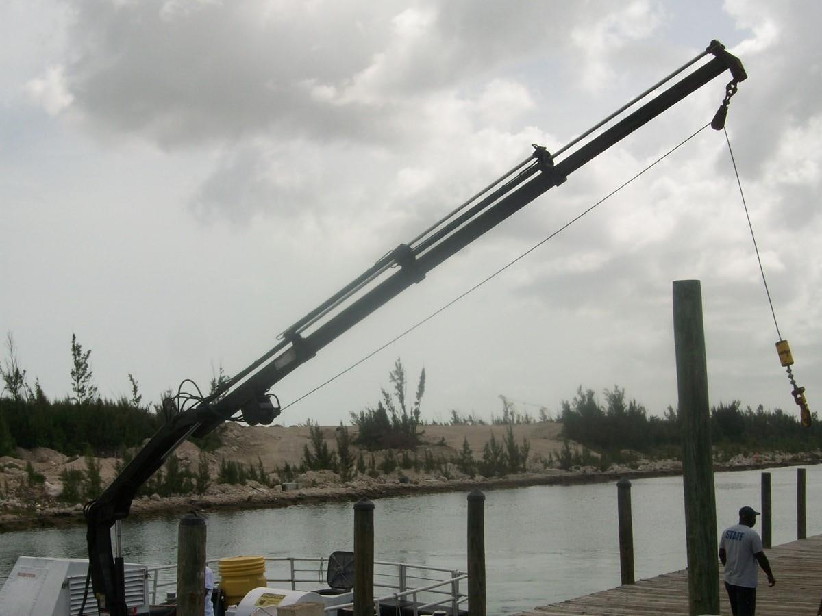 a large crane over a body of water aboard NO NAME HALF MOON CLIPPER Yacht for Sale