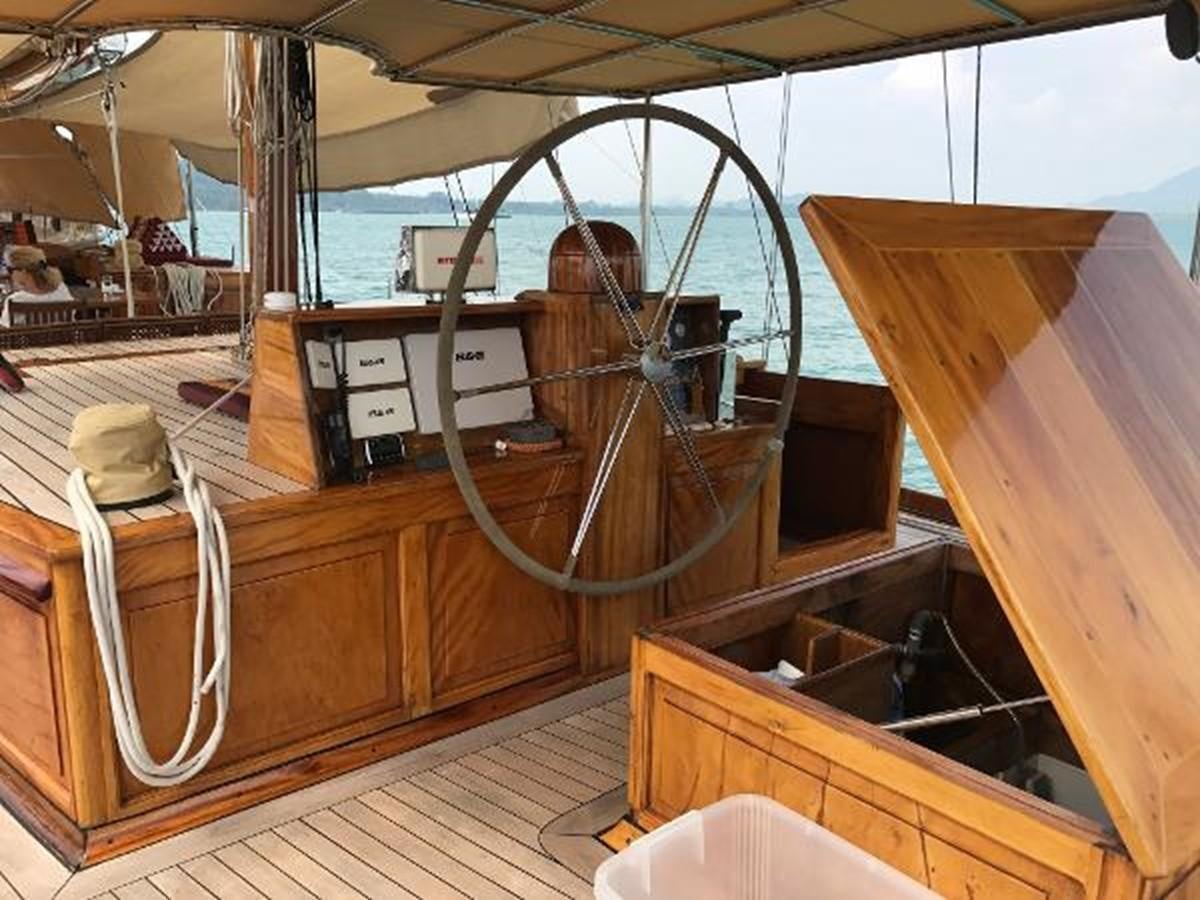 inside of a boat aboard 95FT 2011 CUSTOM KETCH CLASSIC YACHT Yacht for Sale