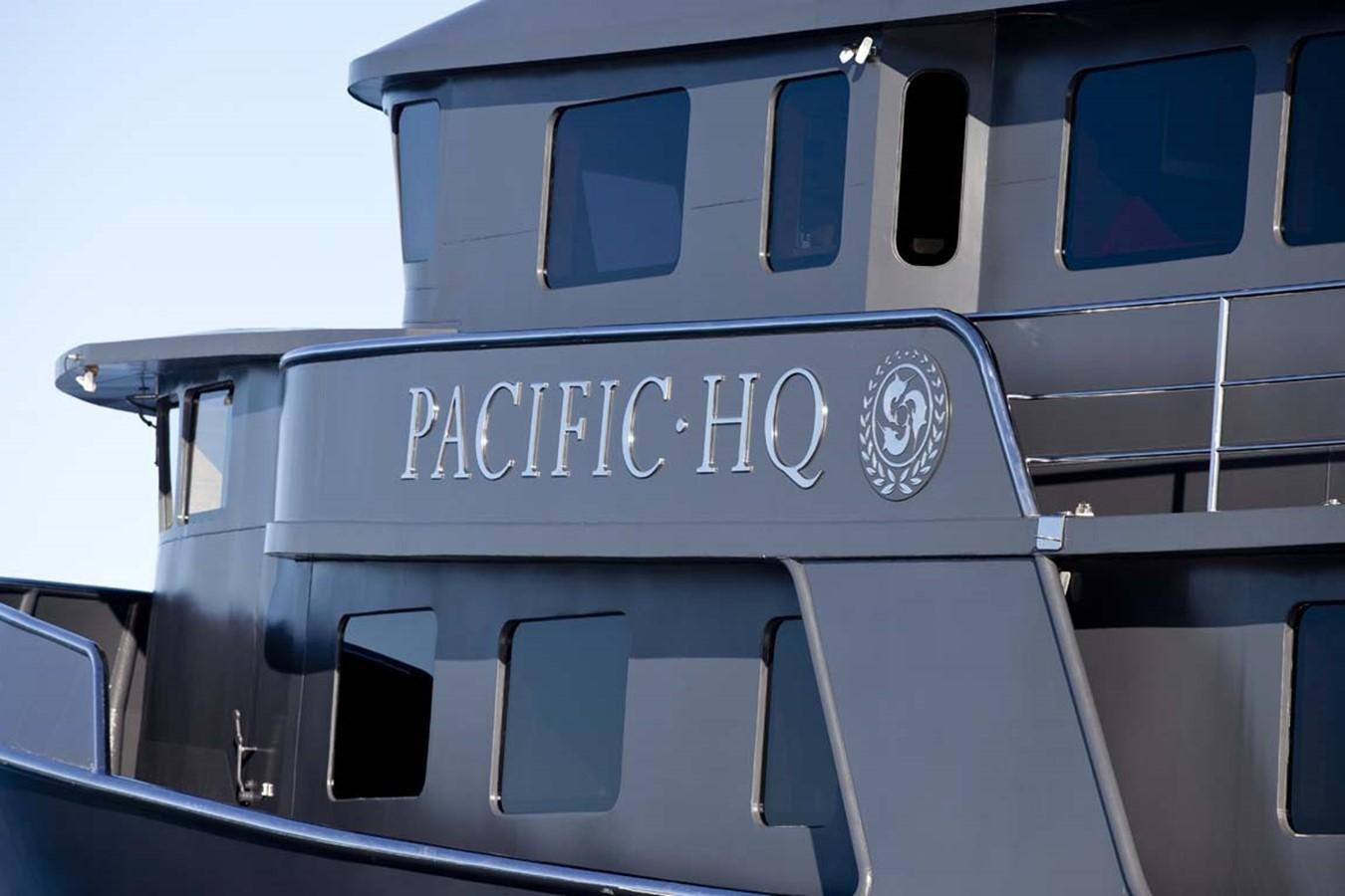 a train with a sign on the front aboard PACIFIC HQ Yacht for Sale