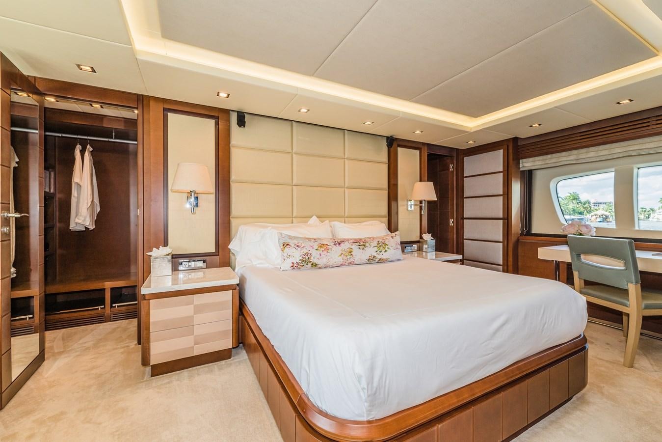 a large bedroom with a large bed aboard SEA HACK Yacht for Sale