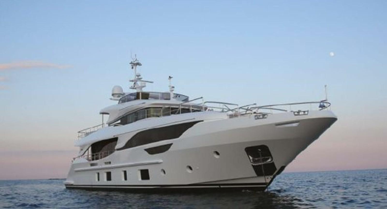 a white yacht on the water aboard 2020 BENETTI DELFINO 95 Yacht for Sale