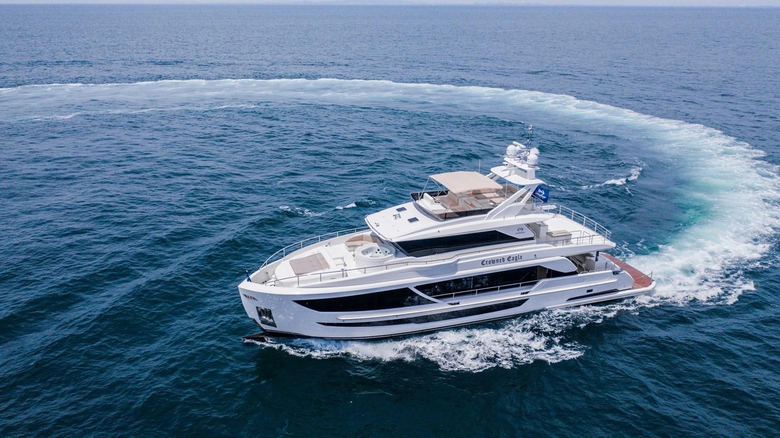 a white yacht in the ocean aboard FD92 (NEW BOAT SPEC)  Yacht for Sale