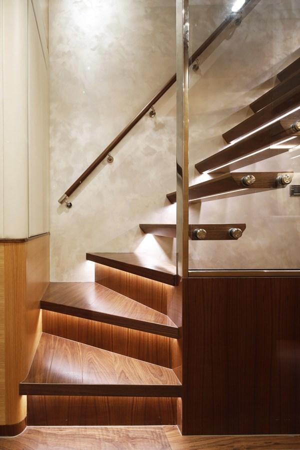 a wooden staircase with a wooden railing aboard FD92 (NEW BOAT SPEC)  Yacht for Sale
