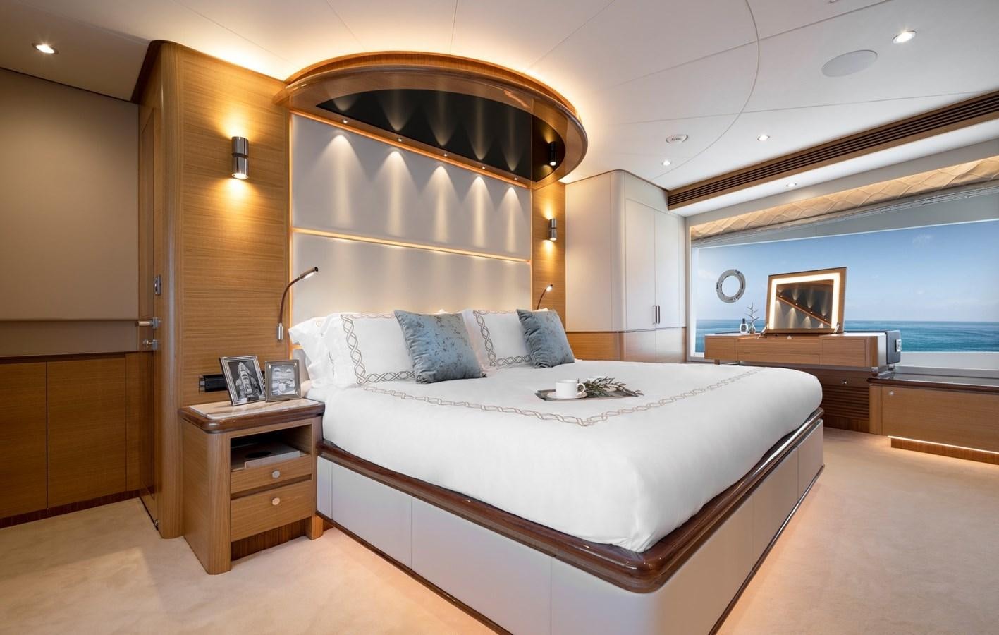 a large bed in a room aboard FD92 (NEW BOAT SPEC)  Yacht for Sale