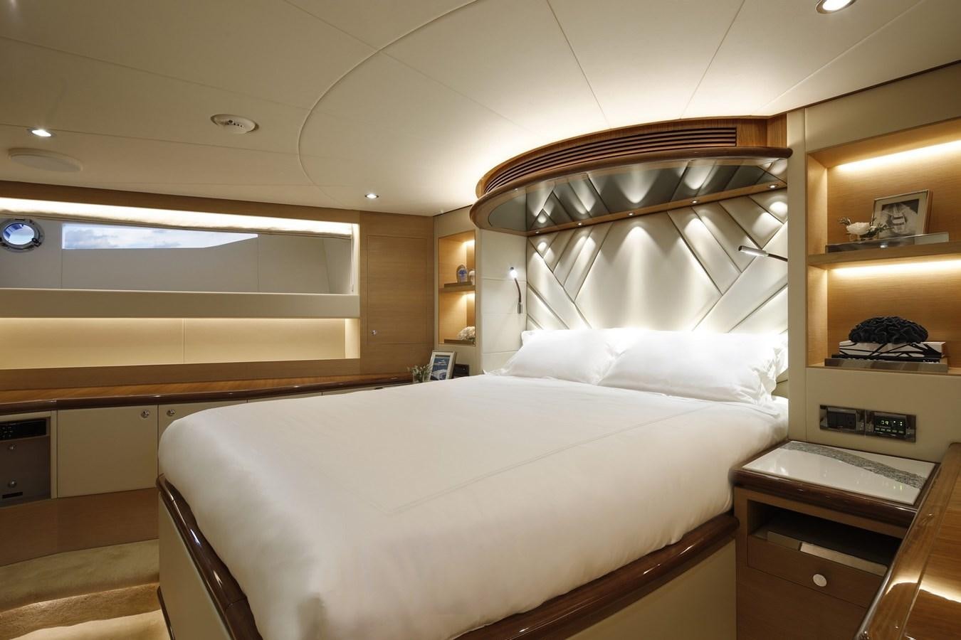 a bedroom with a bed and a shelf aboard FD92 (NEW BOAT SPEC)  Yacht for Sale