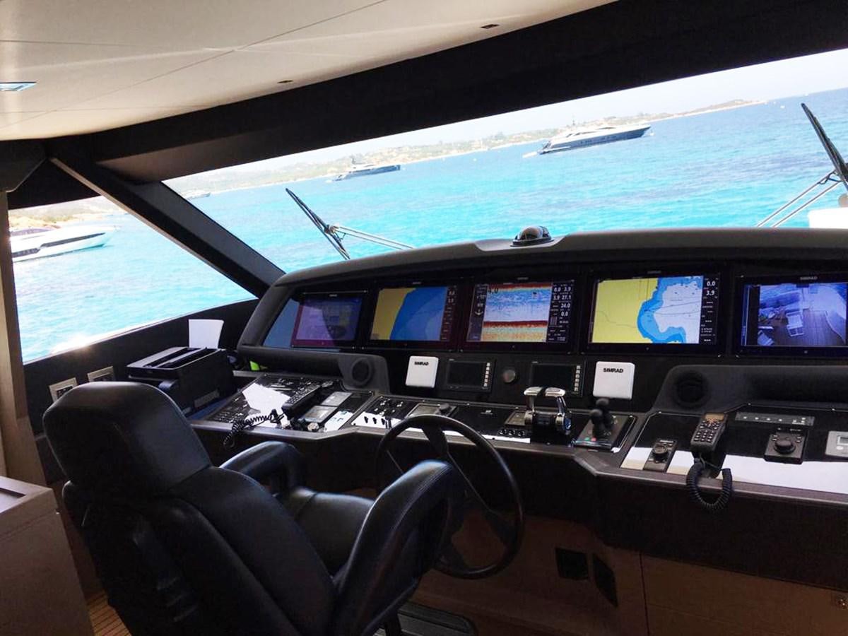 inside of a vehicle with monitors and screens aboard PALGREMAT Yacht for Sale