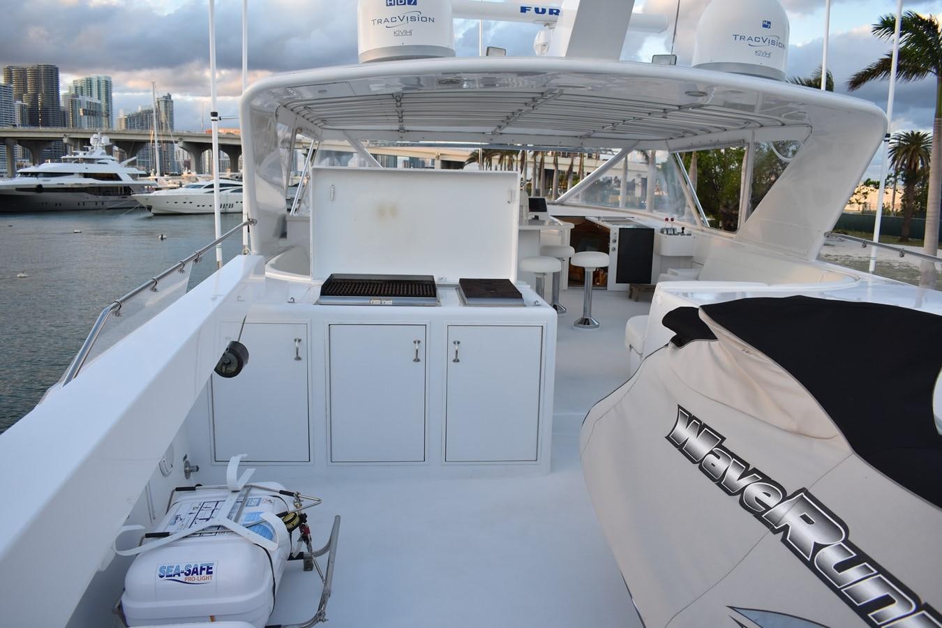 a boat on the water aboard 92' HATTERAS Yacht for Sale