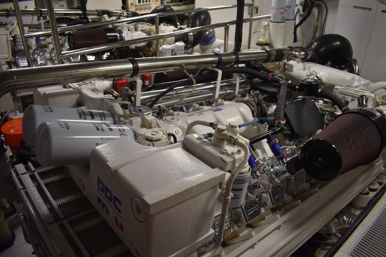 a machine with a large cylinder aboard 92' HATTERAS Yacht for Sale