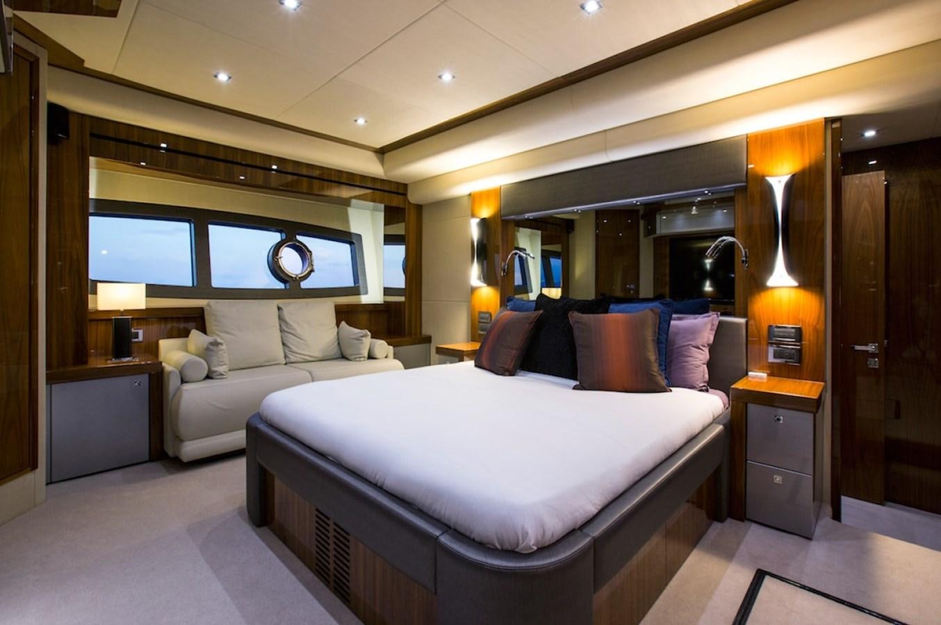 a couple of beds in a hotel room aboard GELATO Yacht for Sale