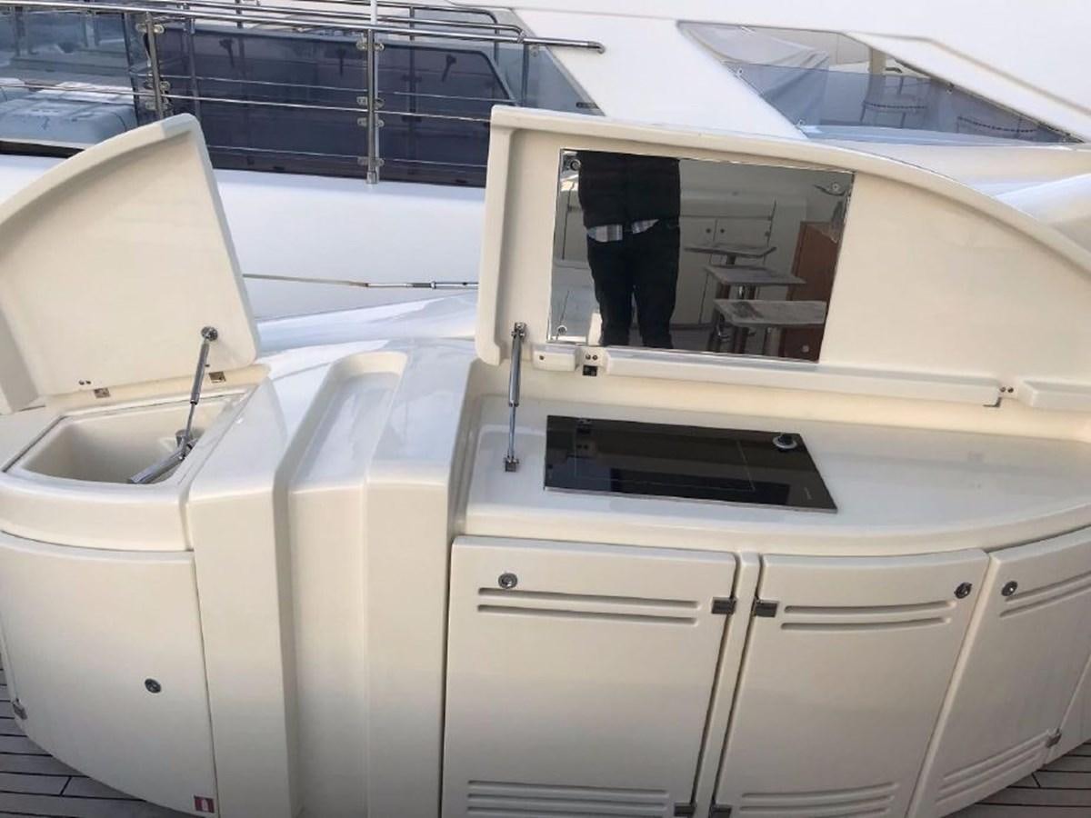 a white vehicle with a person's head out the window aboard BLACK SWAN Yacht for Sale