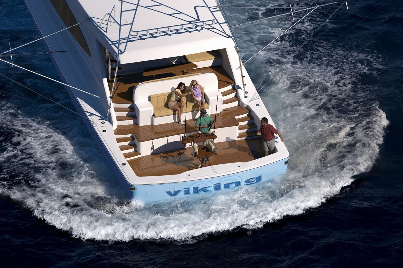 a boat with people on it aboard 2022 VIKING 92 CONVERTIBLE (TBD) Yacht for Sale